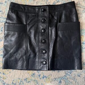 Sezane Black Leather Button-Up Skirt NEW